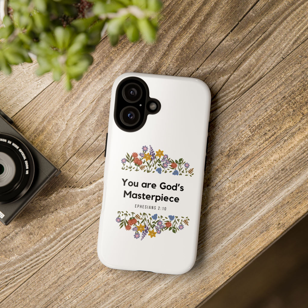 You Are God’s Masterpiece Phone Case - Floral Christian Tough Case