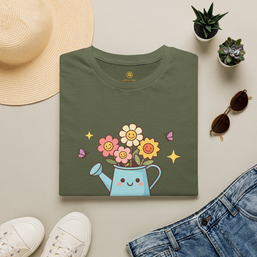 Plant Kindness T‑Shirt — Cute Watering Can Floral Graphic Tee