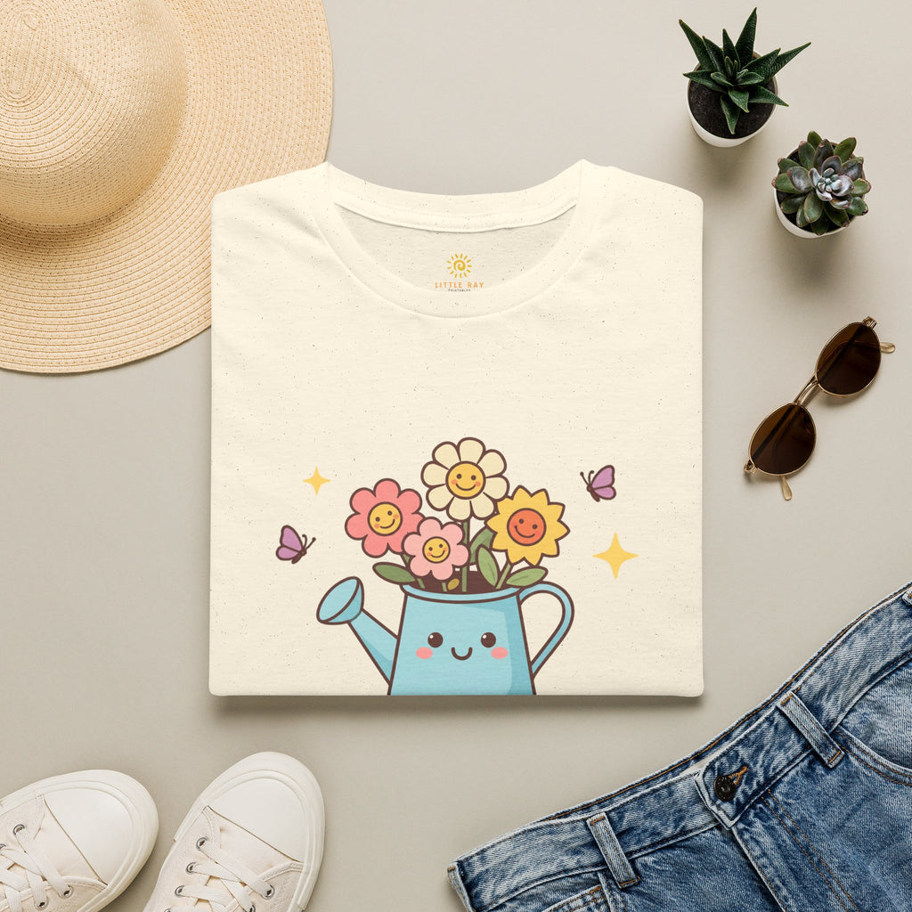 Plant Kindness T‑Shirt — Cute Watering Can Floral Graphic Tee