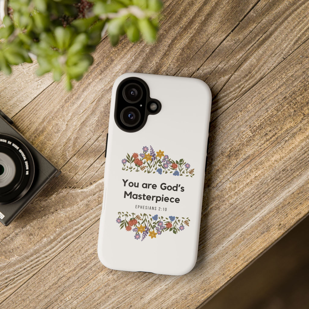 You Are God’s Masterpiece Phone Case - Floral Christian Tough Case