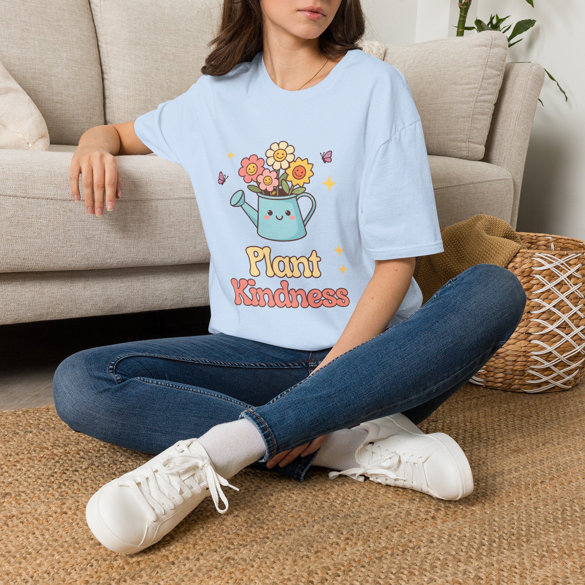 Plant Kindness T‑Shirt — Cute Watering Can Floral Graphic Tee