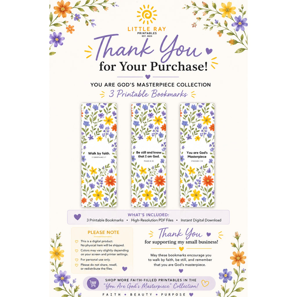 You Are God’s Masterpiece Collection 3 Faith Filled Bookmarks
