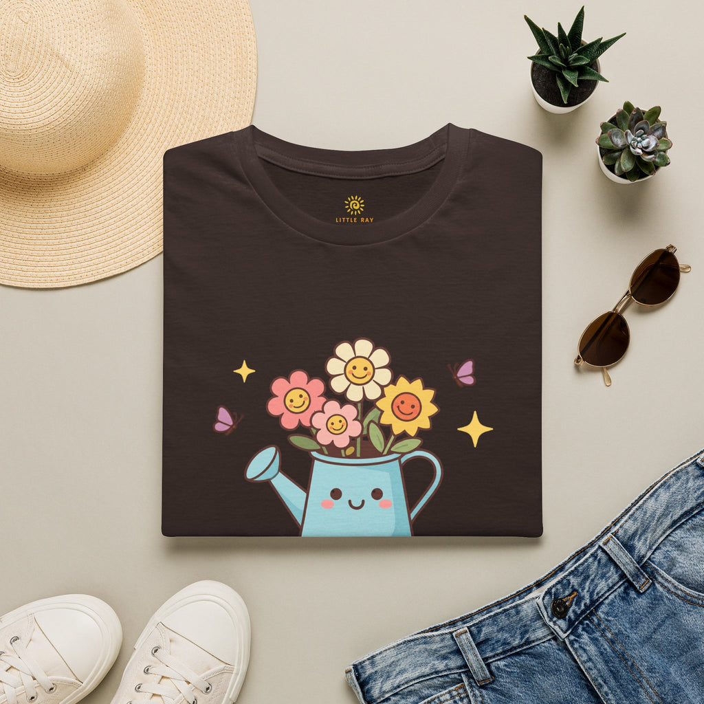 Plant Kindness T‑Shirt — Cute Watering Can Floral Graphic Tee