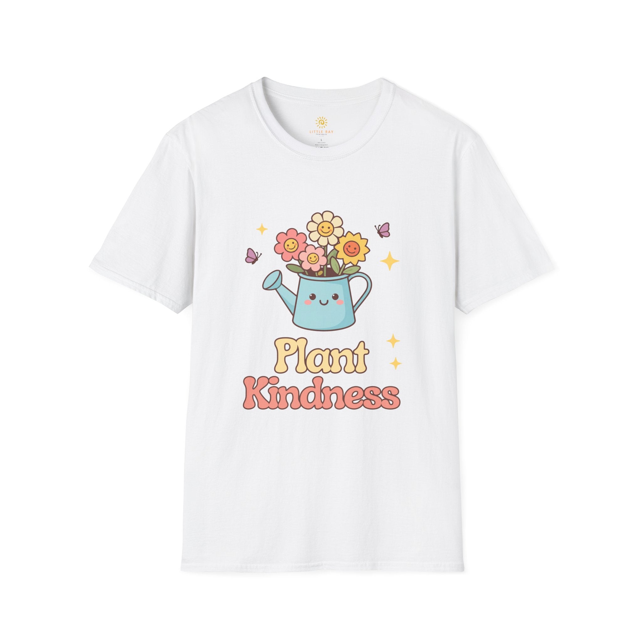 Plant Kindness T‑Shirt — Cute Watering Can Floral Graphic Tee