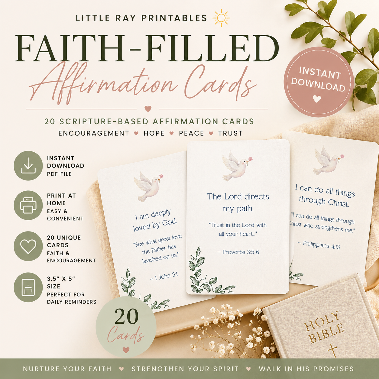 20 Faith-Filled Affirmation Cards